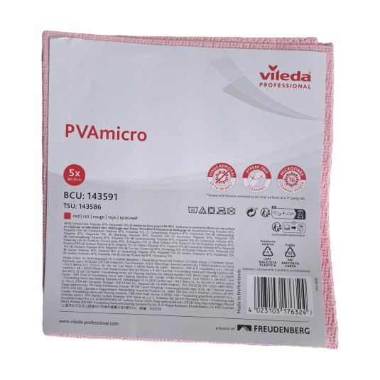 PANNO MULTIUSO PVA VILEDA LINEA ECOLOGICA  ROSSO - 5 PZ