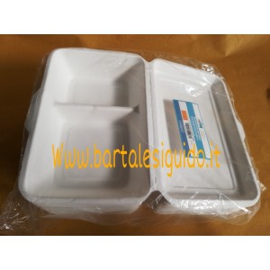 VASCHETTE 2 SCOMPARTI COMPOSTABILE CIBI CALDI E FREDDI FOOD BOX PZ.50