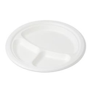 PIATTI TRISCOMPARTO IN POLPA DI CELLULOSA BIODEGRADABILI E COMPOSTABILI 50 PZ