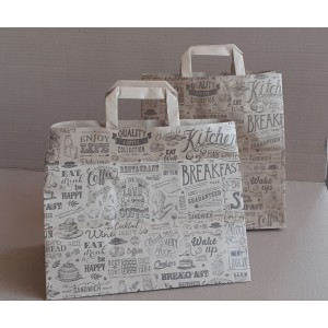 100 SACCHETTI  PER ASPORTO IN CARTA  DECORATA MEDIA 32 + 21X H 27