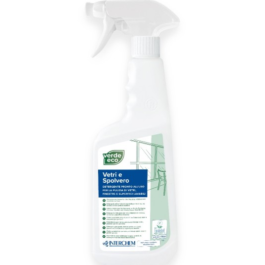 DETERGENTI VETRI E MULTIUSO VERDE ECO VETRI E SPOLVERO PRODOTTO A RIDOTTO IMPATTO AMBIENTALE CERTIFICATO ECOLABEL 6X750 ML