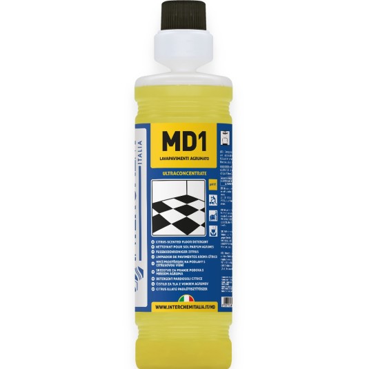 DETERGENTE SUPERCONCENTRATO IN FLACONE GIUSTADOSE PER TUTTI I TIPI DI PAVIMENTO MD1 LT.1 DETERGENTE SUPERCONCENTRATO IN FLACONE GIUSTADOSE PER TUTTI I TIPI DI PAVIMENTO MD1 LT.1
