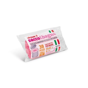 SACCHI NETTEZZA ROSA  CON LACCI  35X42  - ROTOLINO 30 PZ