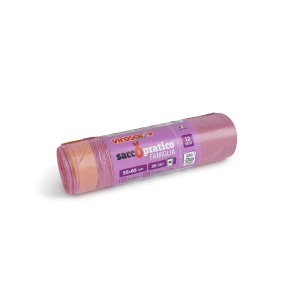 SACCHI NETTEZZA ROSA SACCOPRATICO CON MANIGLIE 55 X 65  - ROTOLINO DA 12 PZ