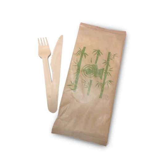 POSATE IN LEGNO - BIS POSATE IN LEGNO CON TOVAGLIOLO PZ.100