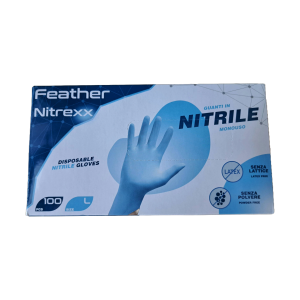 GUANTI MONOUSO NITRILE AZZURRO LEGGERI - LARGE