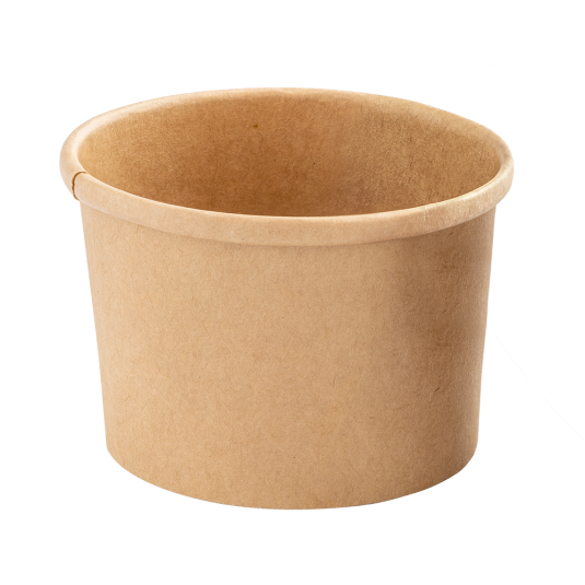 BARATTOLO IN CARTONCINO AVANA PER ALIMENTI CON COPERCHIO TRASPARENTE  50 PZ  - ML 360 