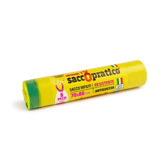 SACCHI RIFIUTI GIALLI MEDI 70X80 CON MANIGLIE  - ROTOLO 8 PZ