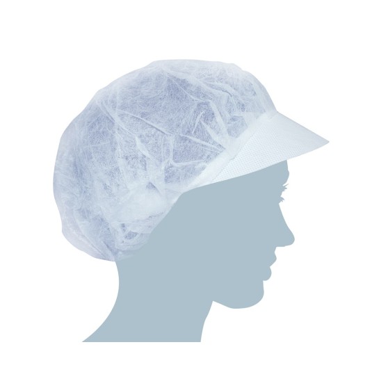 CAPPELLO CUOCO MONOUSO CON VISIERA E RETINA PZ.100 CAPPELLO CUOCO MONOUSO CON VISIERA E RETINA PZ.100