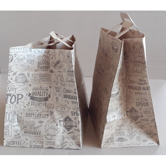 100 SHOPPER ASPORTO IN CARTA  DECORATA SMALL 27 +16X H 29